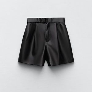 Zara Faux Leather Pleated Shorts